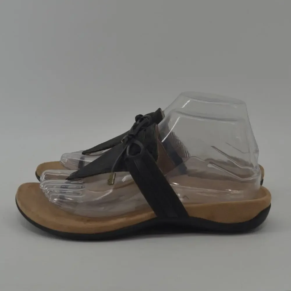 Vionic Black and Tan Comfort Thong Sandals